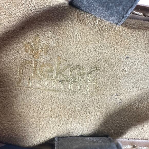 Rieker Women’s Size 39 US sz 8 Floral Toe Sandals Blue Leather Slip-On Comfort - Picture 10 of 11